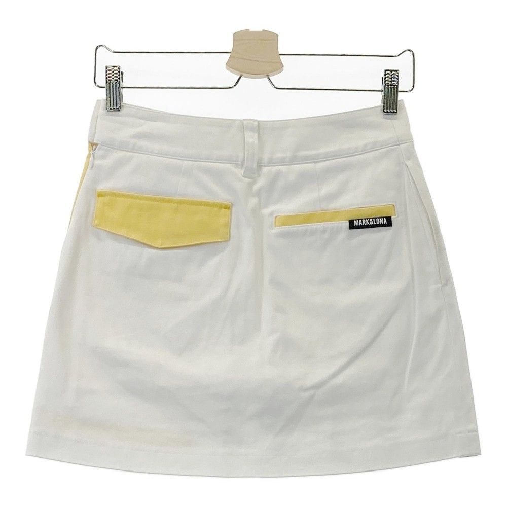 サイズ 38 MARK-LONA マークアンドロナ インナー付ストレッチプリーツスカート ホワイト系 ゴルフウェア レディース ストスト