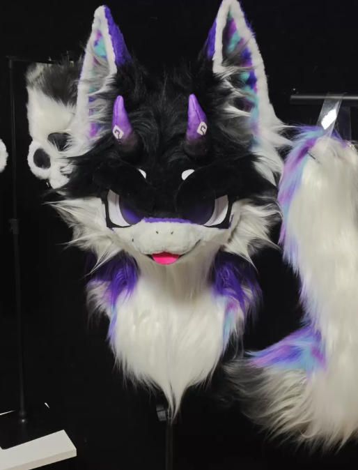 ファースーツ 着ぐるみセット NO.325 キツネ パープル ケモノ 全頭ヘッド ぬいぐるみ コスプレ コスチューム