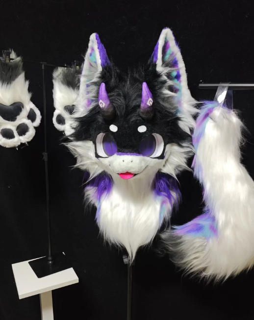 ファースーツ 着ぐるみセット NO.325 キツネ パープル ケモノ 全頭ヘッド ぬいぐるみ コスプレ コスチューム