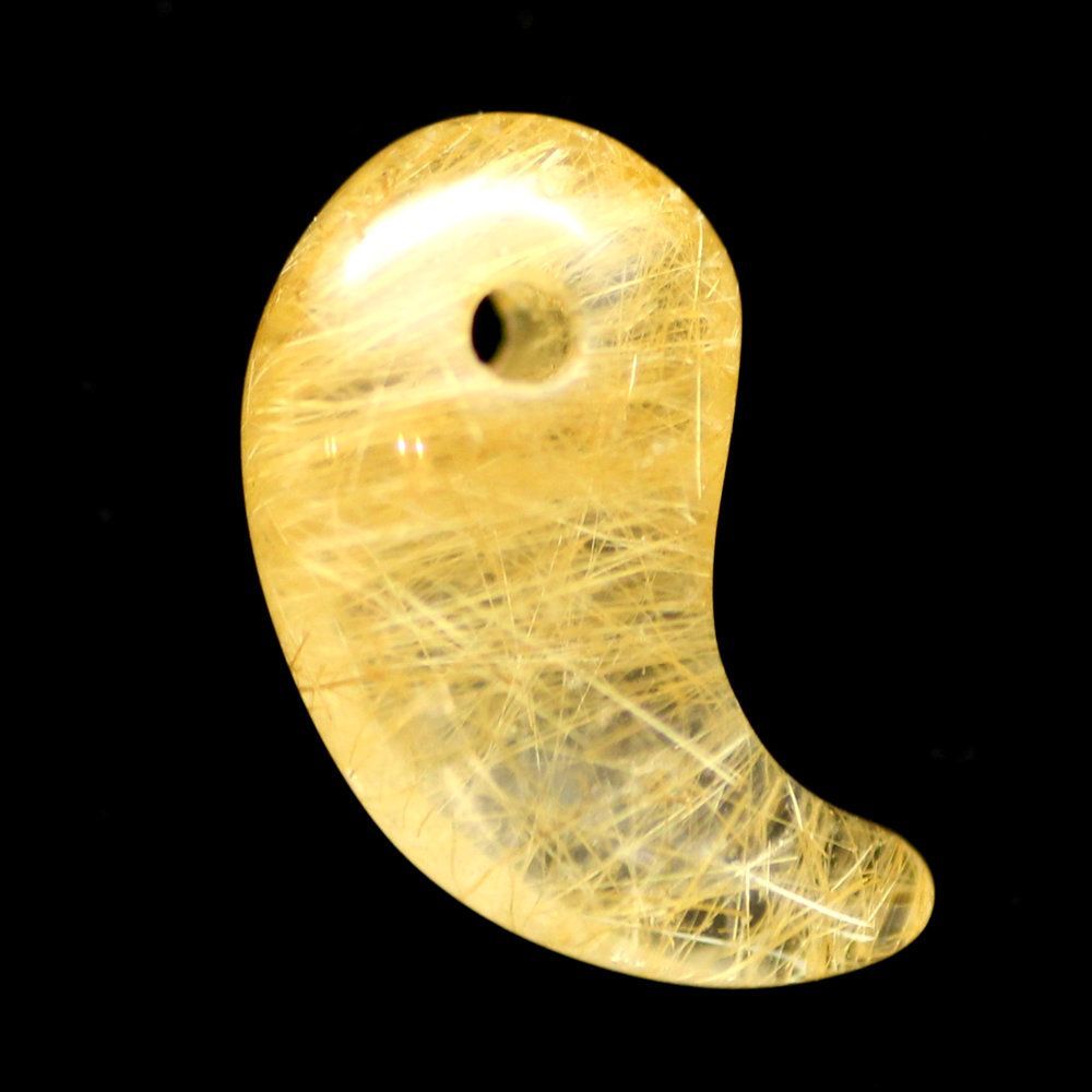 勾玉 ルチルクォーツ ゴールドタイチンルチル 天然石 小ぶり 約17 mm ペンダント 原石 パワーストーン GHM 6 金運 仕事運 財運 成功運 お守り メンズ レディース プレゼント 守護石 京海堂 天然石の卸 京の蔵