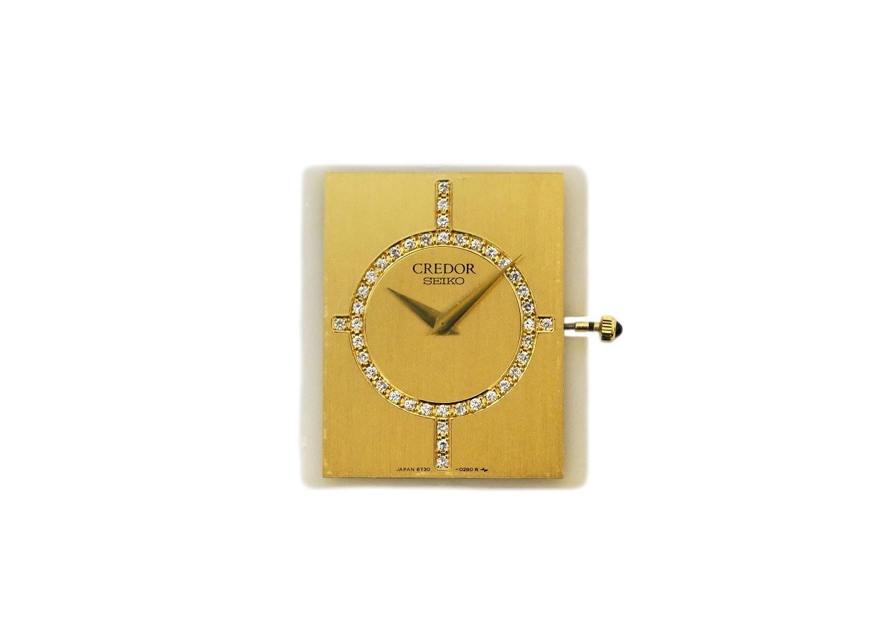 SEIKO クレドール ムーブメント QZ サークルダイヤ ゴールド文字盤 ダイヤモンド Cal.6730 A 可動品
