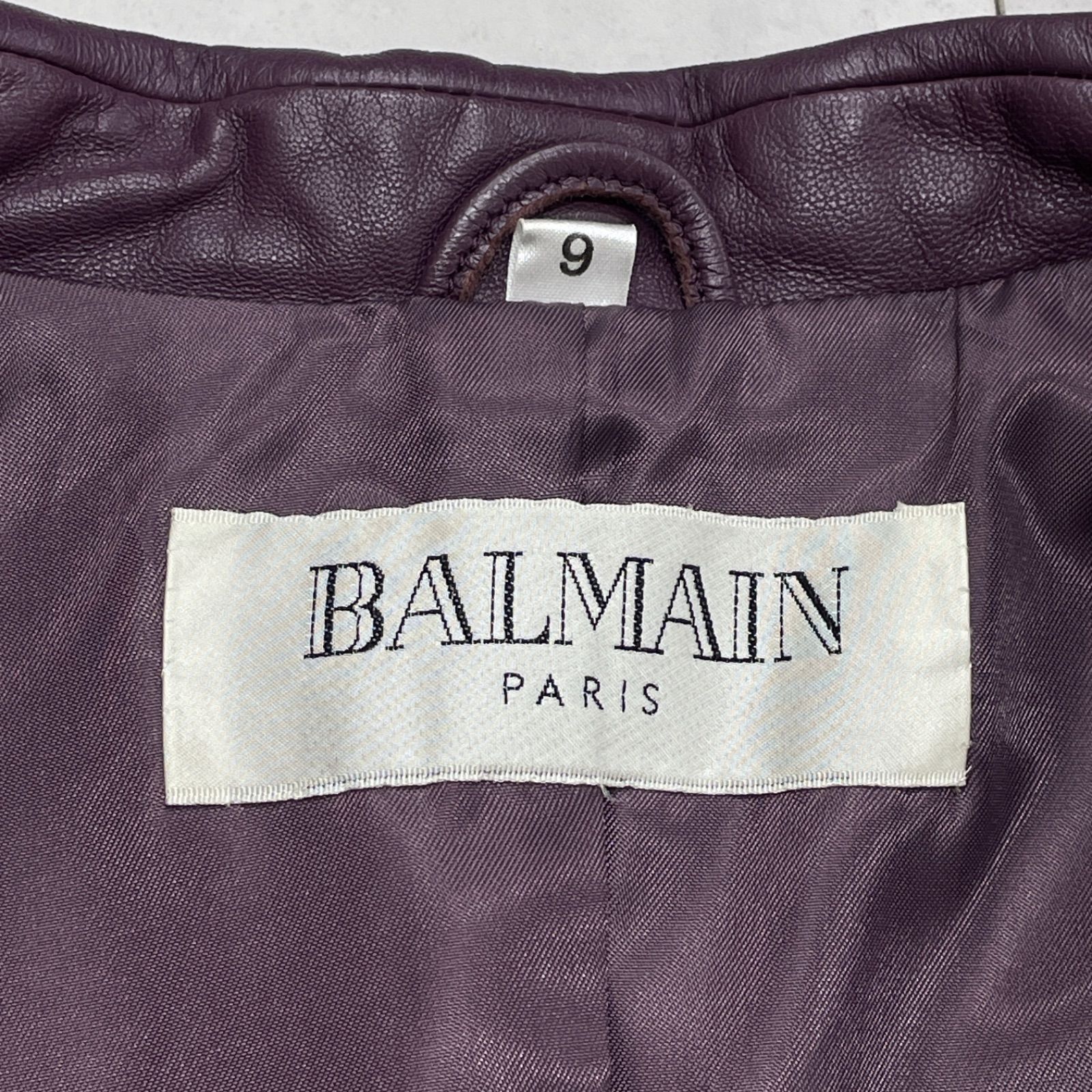 BALMAIN バルマン レザージャケット 羊革 ラムレザー パープル