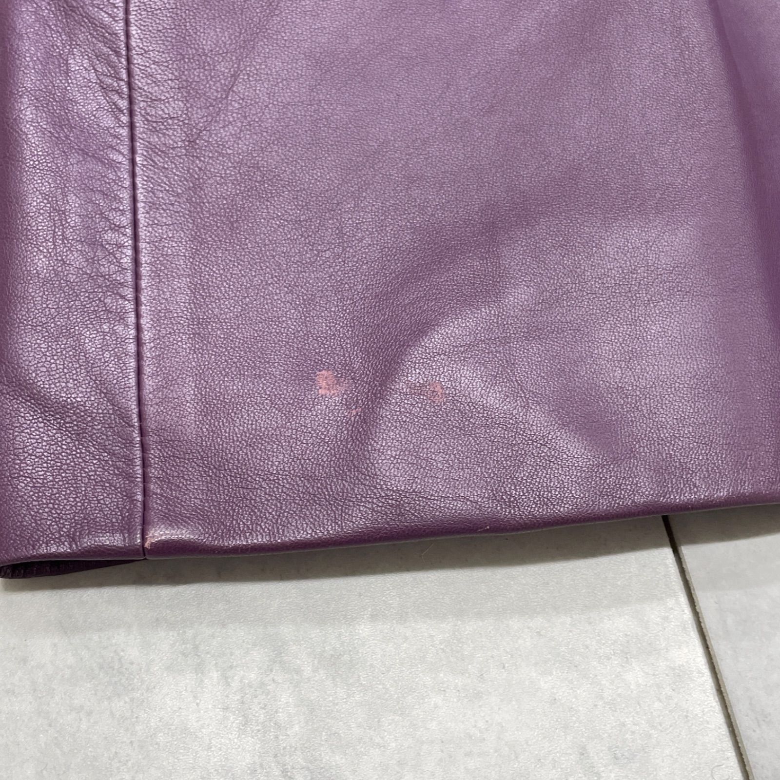 本物 BALMAIN バルマン レザージャケット 羊革 ラムレザー パープル