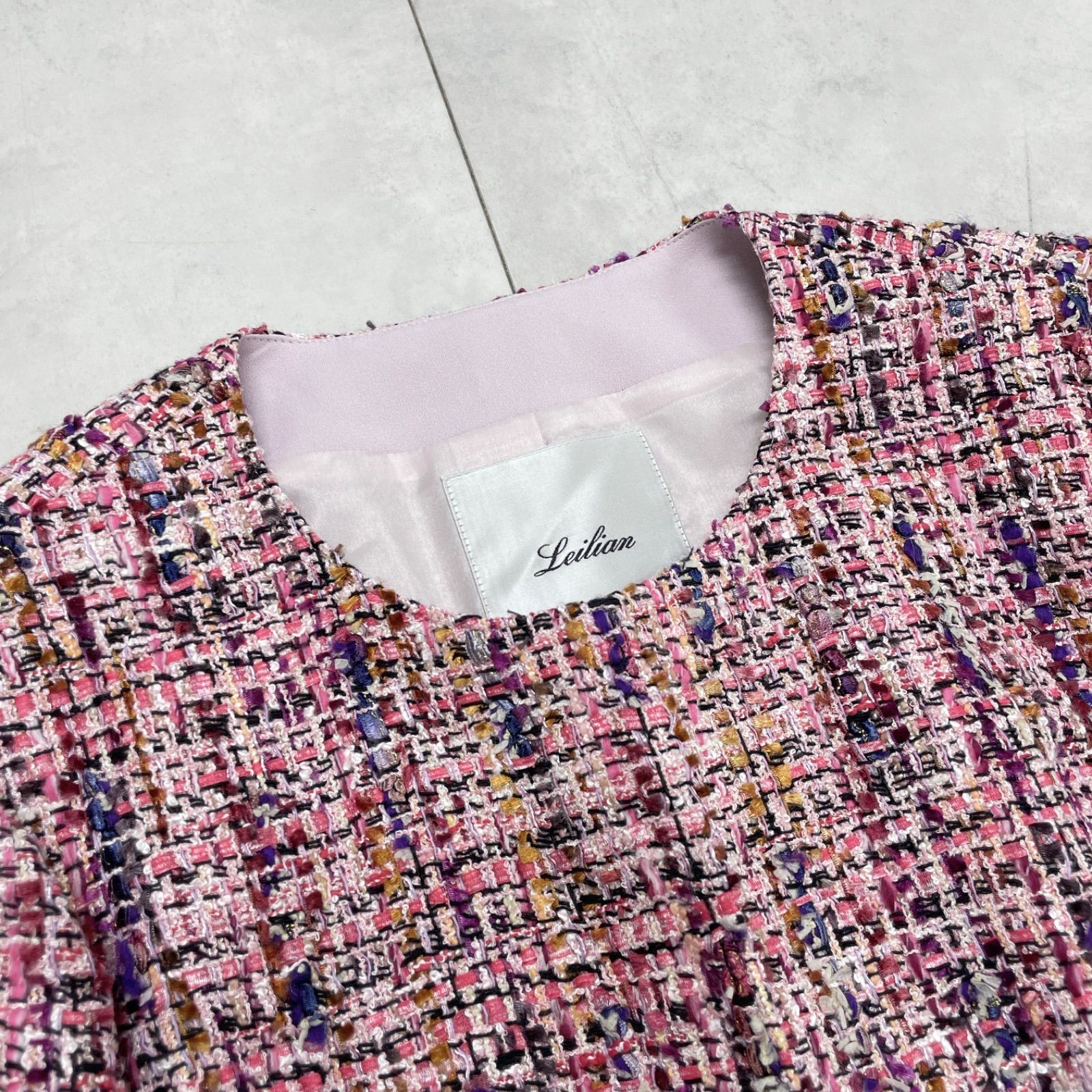 レリアン Leilian ノーカラージャケット ツイード マルチカラー 9号 ツイードノーカラージャケット|レリアン | レリアン公式オンラインストア