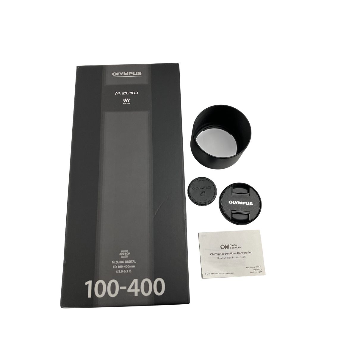 OLYMPUS M ZUIKO DIGITAL ED 100 400 mm F 5 0 6 3 IS 小型 軽量 ズーム レンズ マイクロフォーサーズマウント レンズフード付き エム ズイコー デジタル 良好