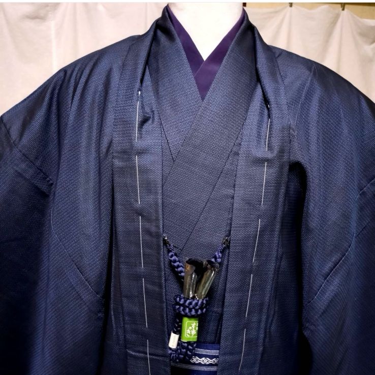 男物本場大島紬アンサンブル大きめサイズ100亀甲フルセット⑰