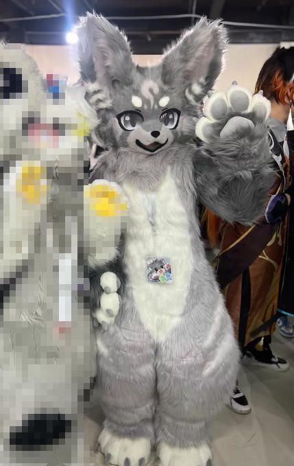 着ぐるみ ケモノ体 フルスーツ セット NO 75 犬 グレー 全頭ヘッド ファースーツ ぬいぐるみ コスプレ コスチューム