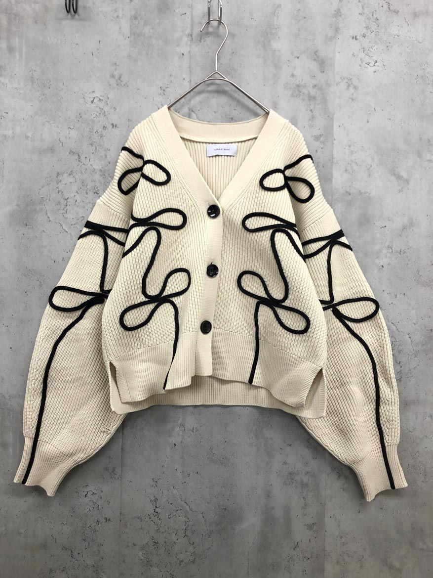 ADAM ET ROP アダム エ ロペ GAK 24060 B ラインニット カーディガン sizeF アイボリー レディース