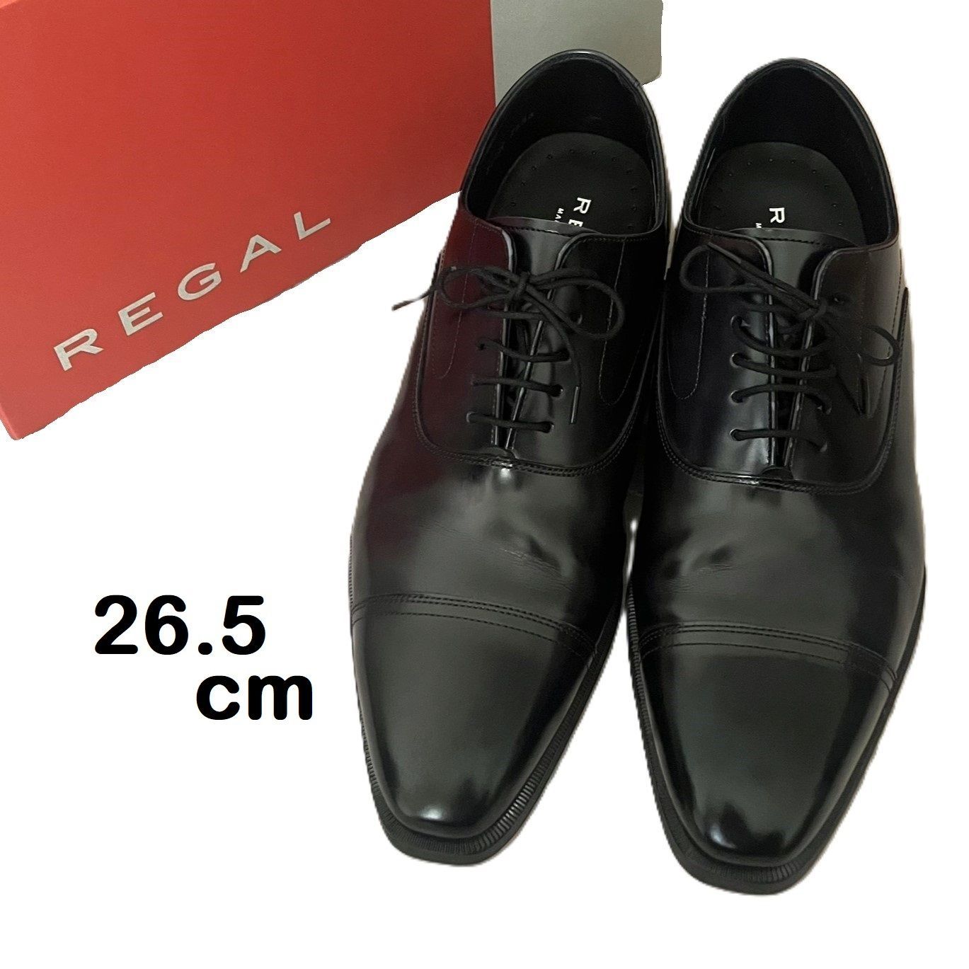 REGAL リーガル 26 5㎝ レースアップシューズ ドレスシューズ ビジネスシューズ レザー 本革 ブラック 黒 光沢感 ツヤ革 艶感