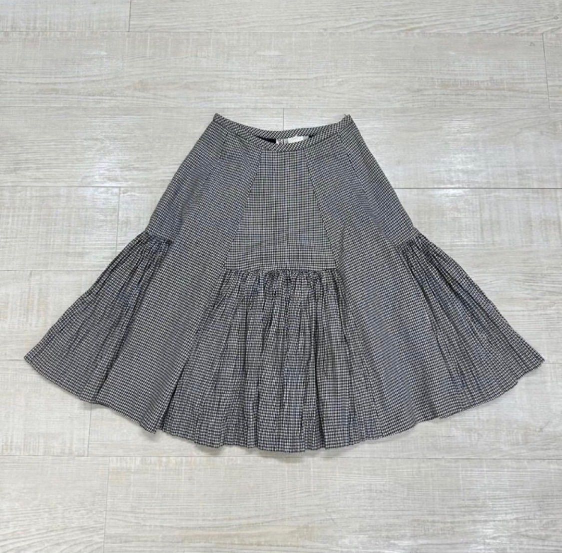 80 s 90 AD 1989 Vintage COMME des GARCONS ヴィンテージ コム デ ギャルソン 千鳥 柄 ギャザー スカート アーカイブ ブラック サイズ M