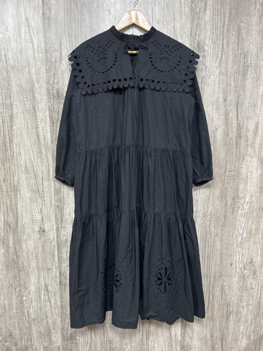 ROPE ロペ カットワーク レース ロング Iライン ワンピース size 38 黒 レディース