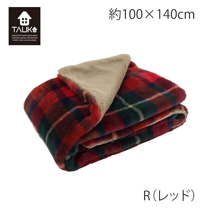 彡川島織物セルコン TAUKO タウコ ブランケット チェックファー レッド GJ 6115 0