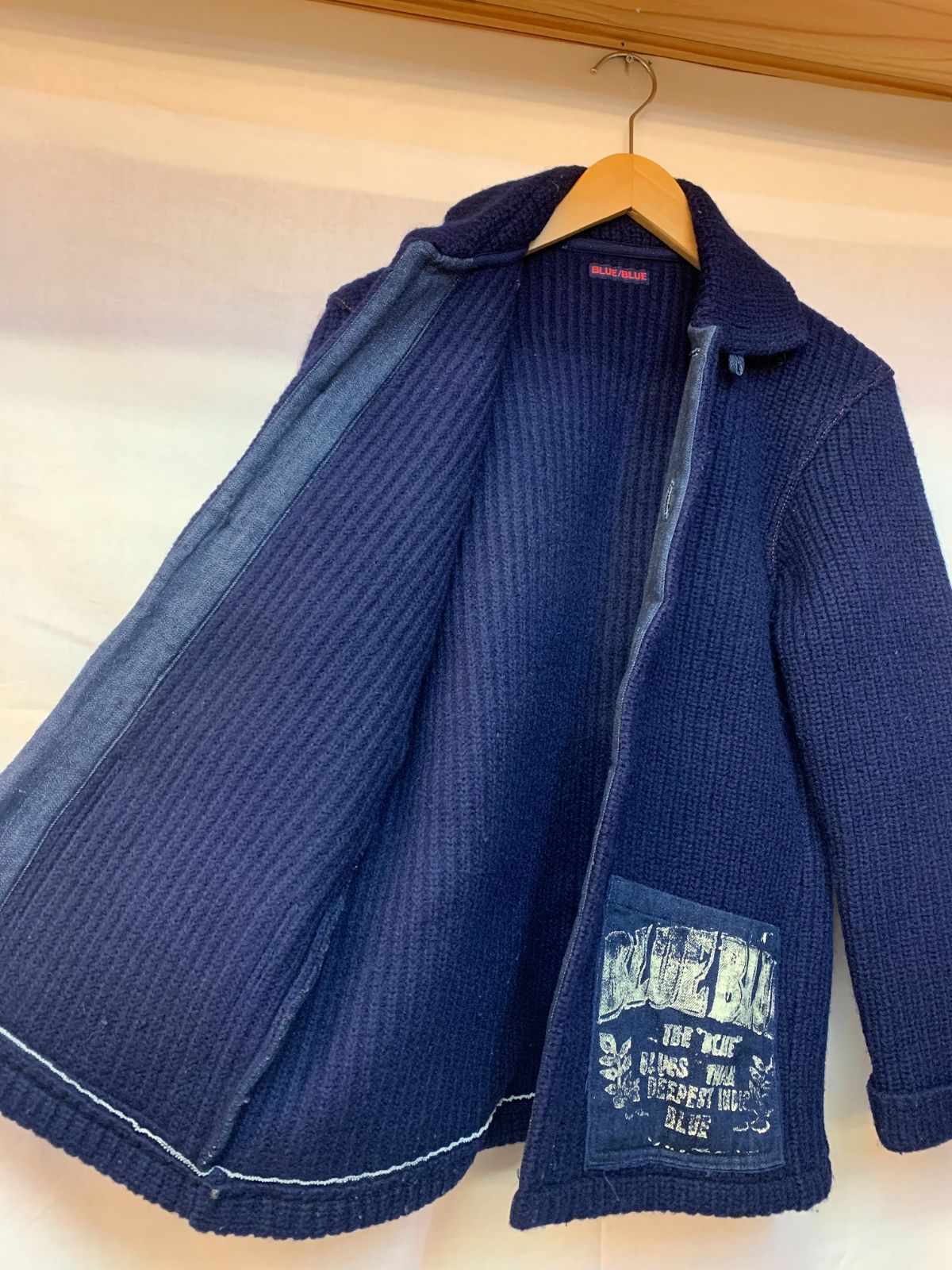 BLUE BLUE JAPAN ネイビー圧縮カーディガン ▽ BLUE BLUE ブルーブルー 圧縮 ニット カーディガン ネイビー サイズ