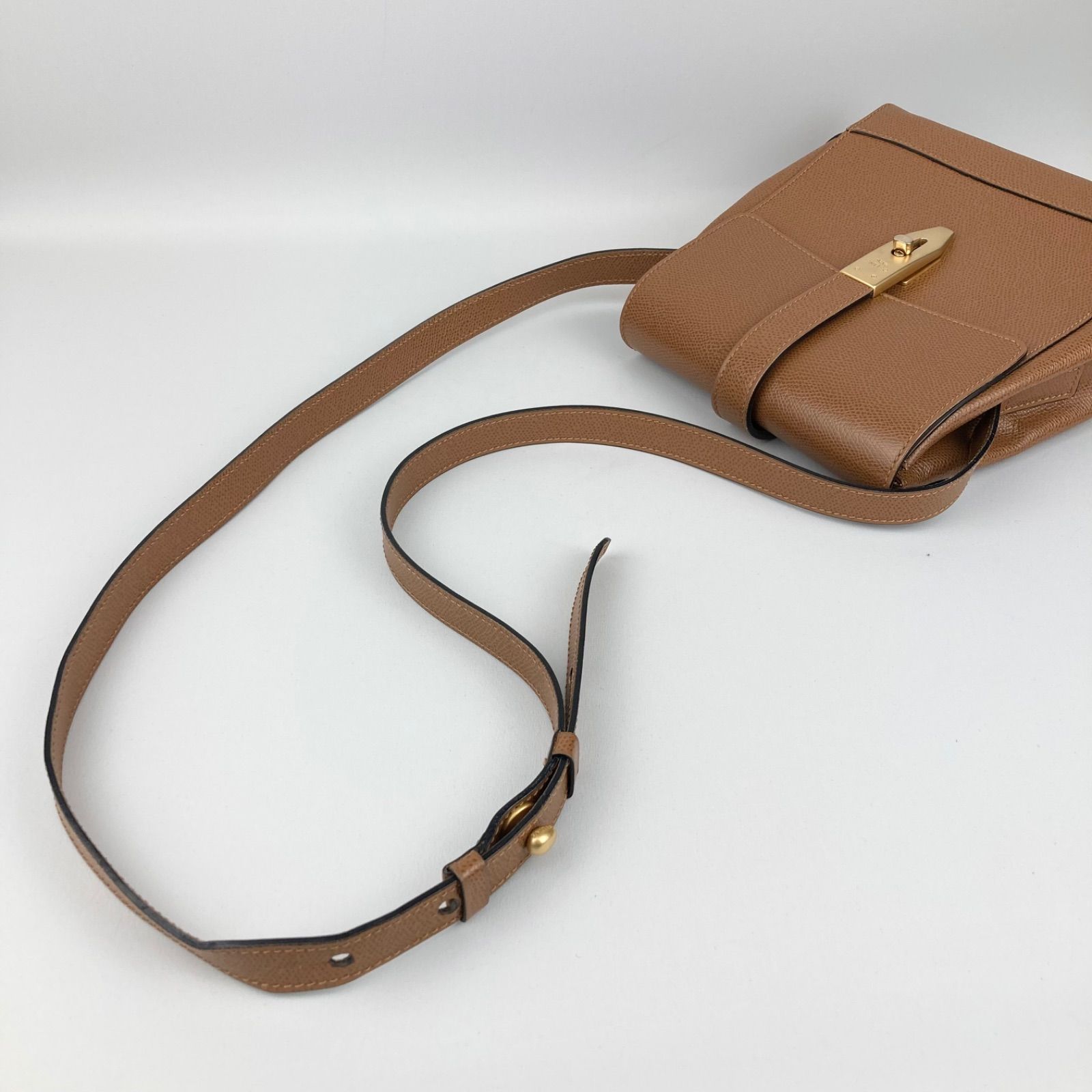 良品】celine セリーヌ ターンロック ショルダーバッグ レザー 黒 