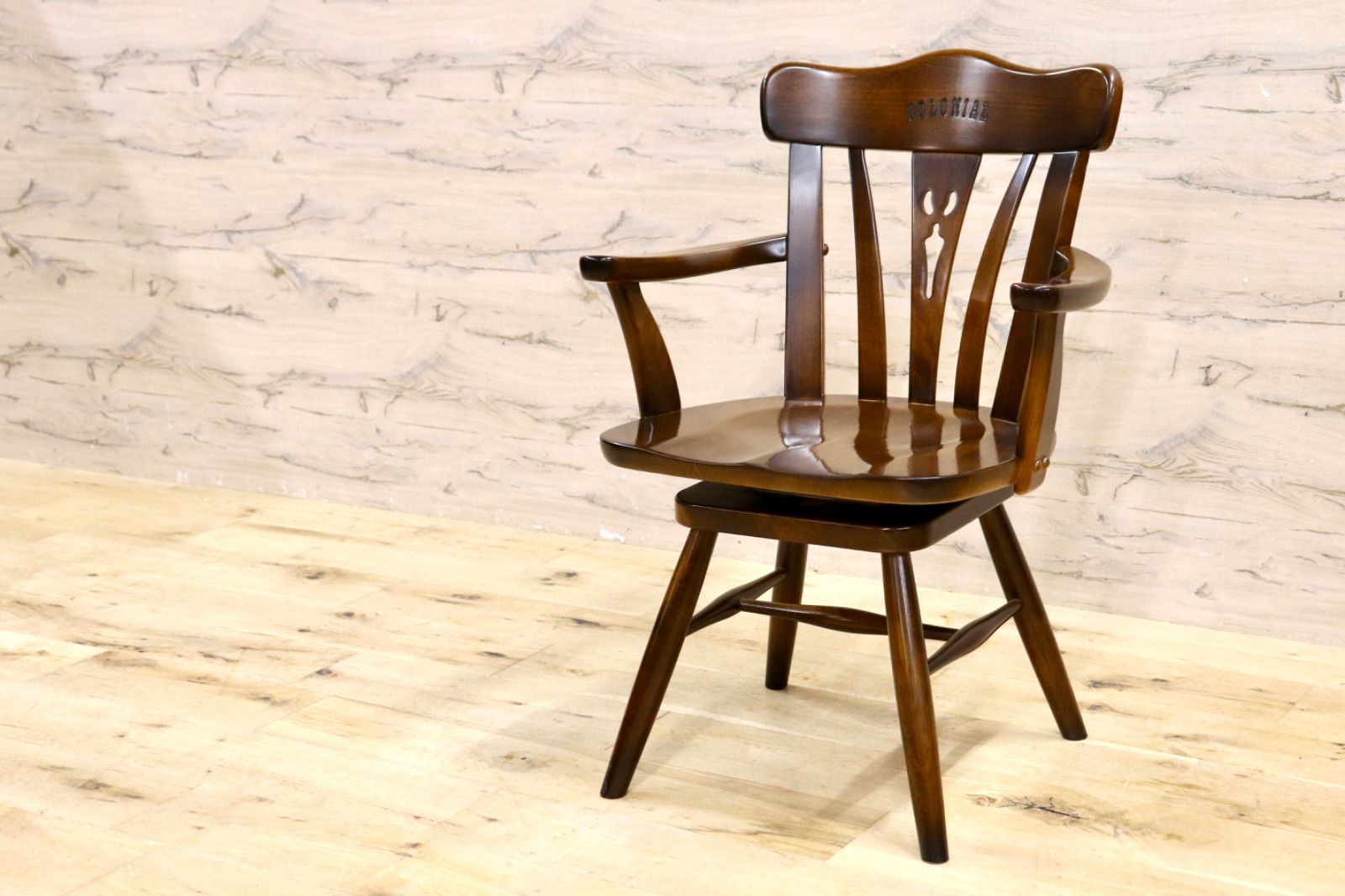 karimoku カリモク コロニアル 回転式 アームチェア ダイニングチェア 椅子 カントリー レトロ ヴィンテージ 定価約6 8万