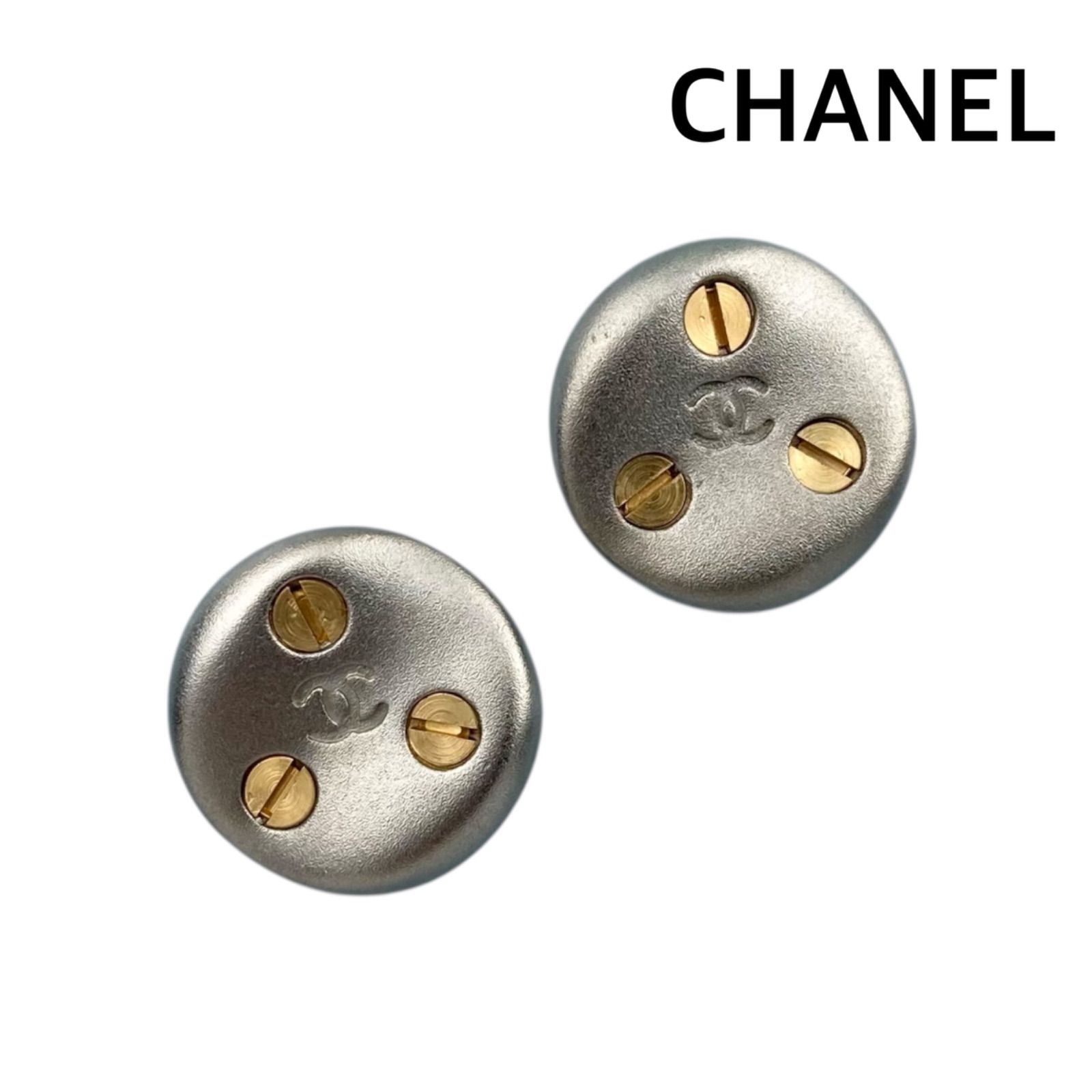 CHANEL シャネル ココマーク ラウンドピアス 98P ゴールド×シルバー 