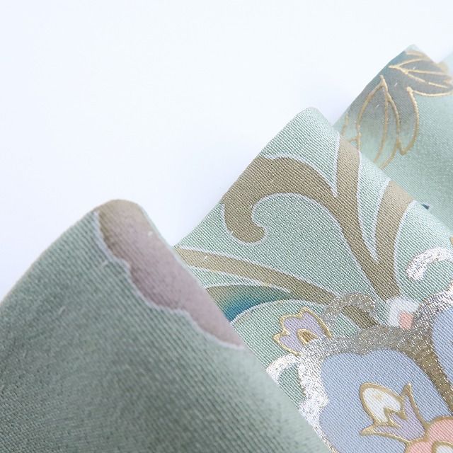 百華❀Y4220◇作家物落款 春水 金駒刺繡 手縫い仕立て 正絹 唐花 鳳凰