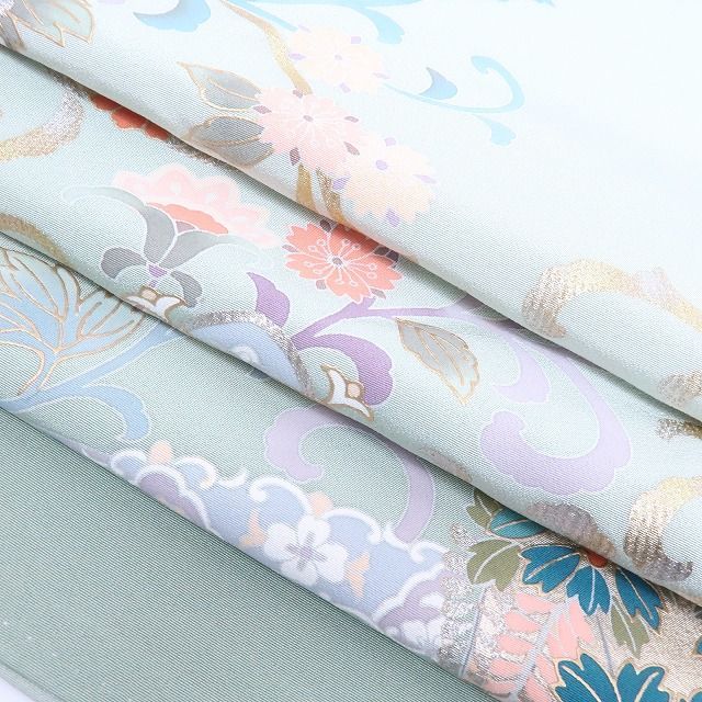 百華❀Y4220◇作家物落款 春水 金駒刺繡 手縫い仕立て 正絹 唐花 鳳凰