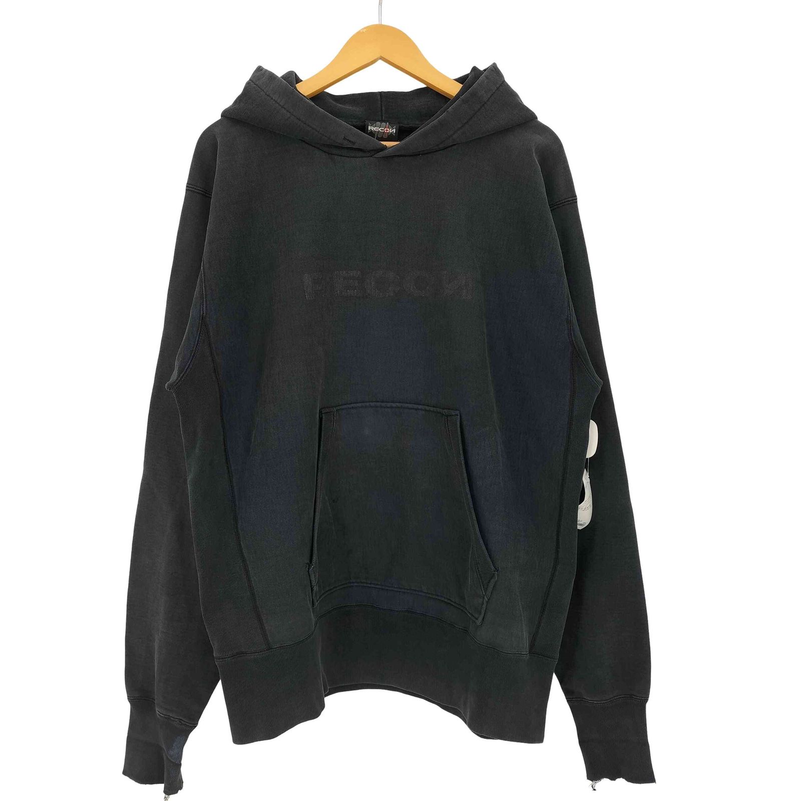 USED古着(ユーズドフルギ) {{RECON}}  90-00s 同色ラメインク ロゴプリント プルオーバーパーカー メンズ import：L 【中古】【ブランド古着バズストア】 ユーズドフルギ USED古着 90-00s 同色ラメインク ロゴプリント プル