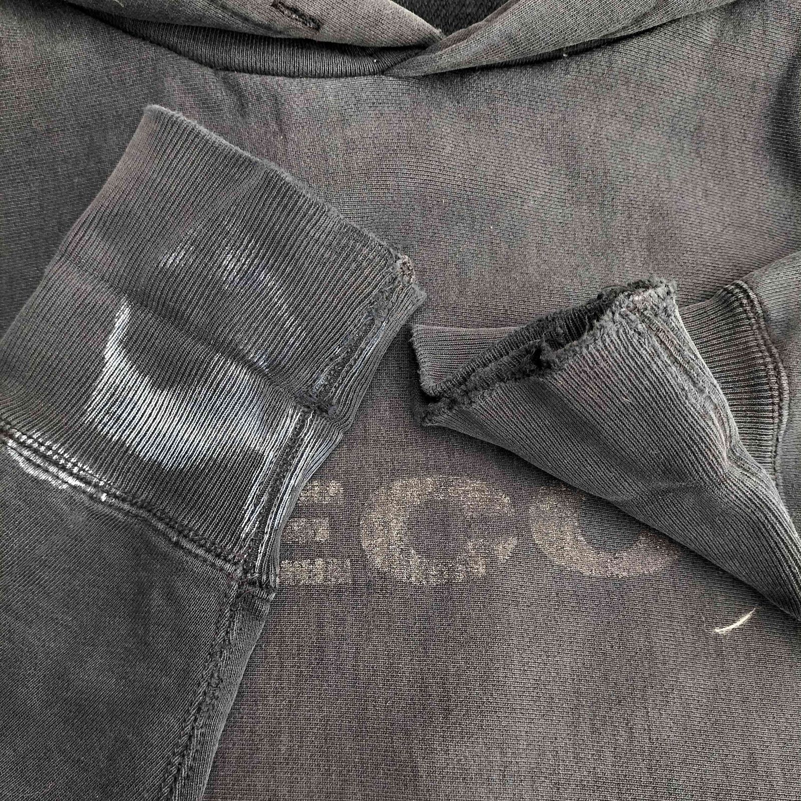 ユーズドフルギ USED古着 90-00s 同色ラメインク ロゴプリント プル