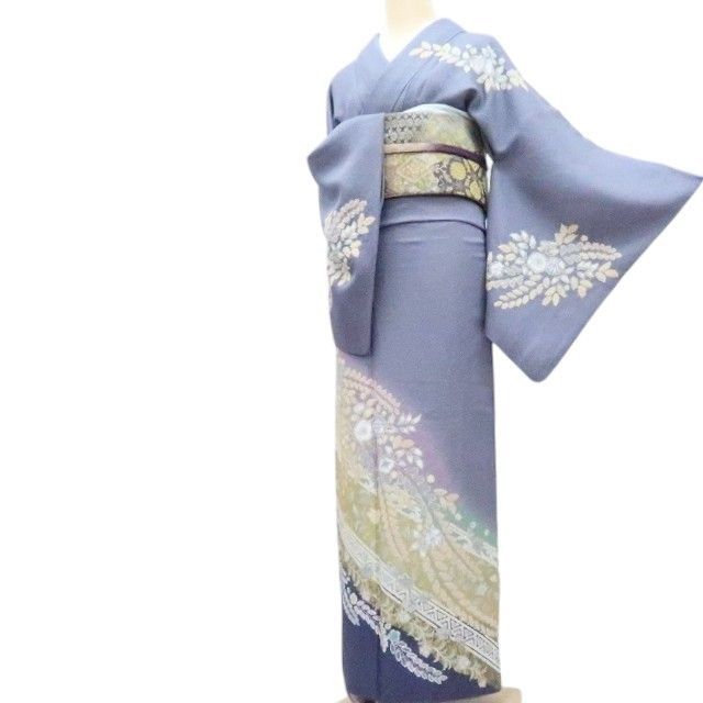 ｍ2078＊正絹 作家物落款 辻が花 絞り 手縫い仕立て 訪問着 m2078＊正絹 作家物落款 辻が花 絞り 手縫い仕立て 訪問着