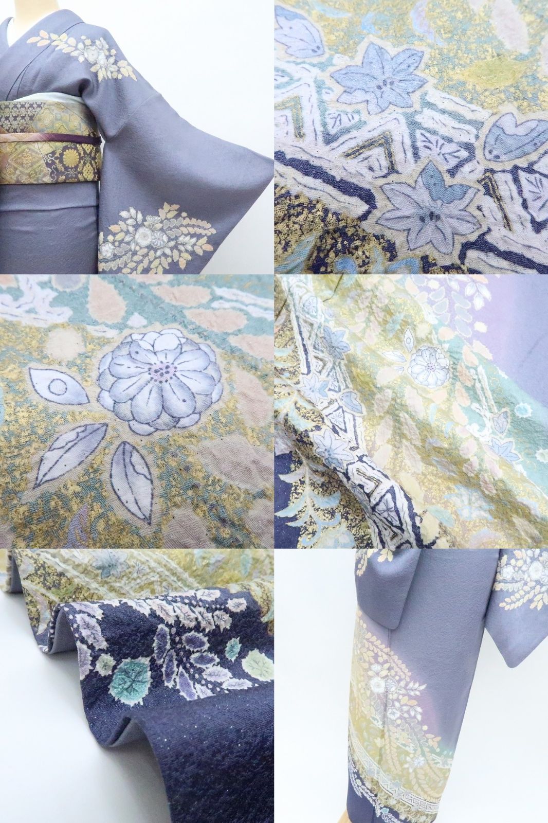 百華❀Y4221◇美品 作家物落款 銀通し 辻が花 絞り 手縫い仕立て 正絹