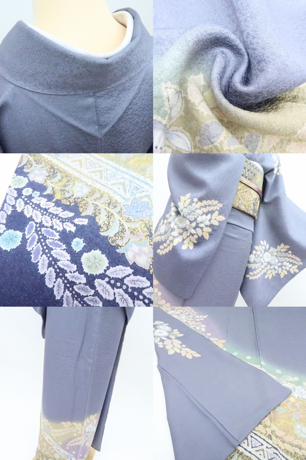 百華❀Y4221◇美品 作家物落款 銀通し 辻が花 絞り 手縫い仕立て 正絹