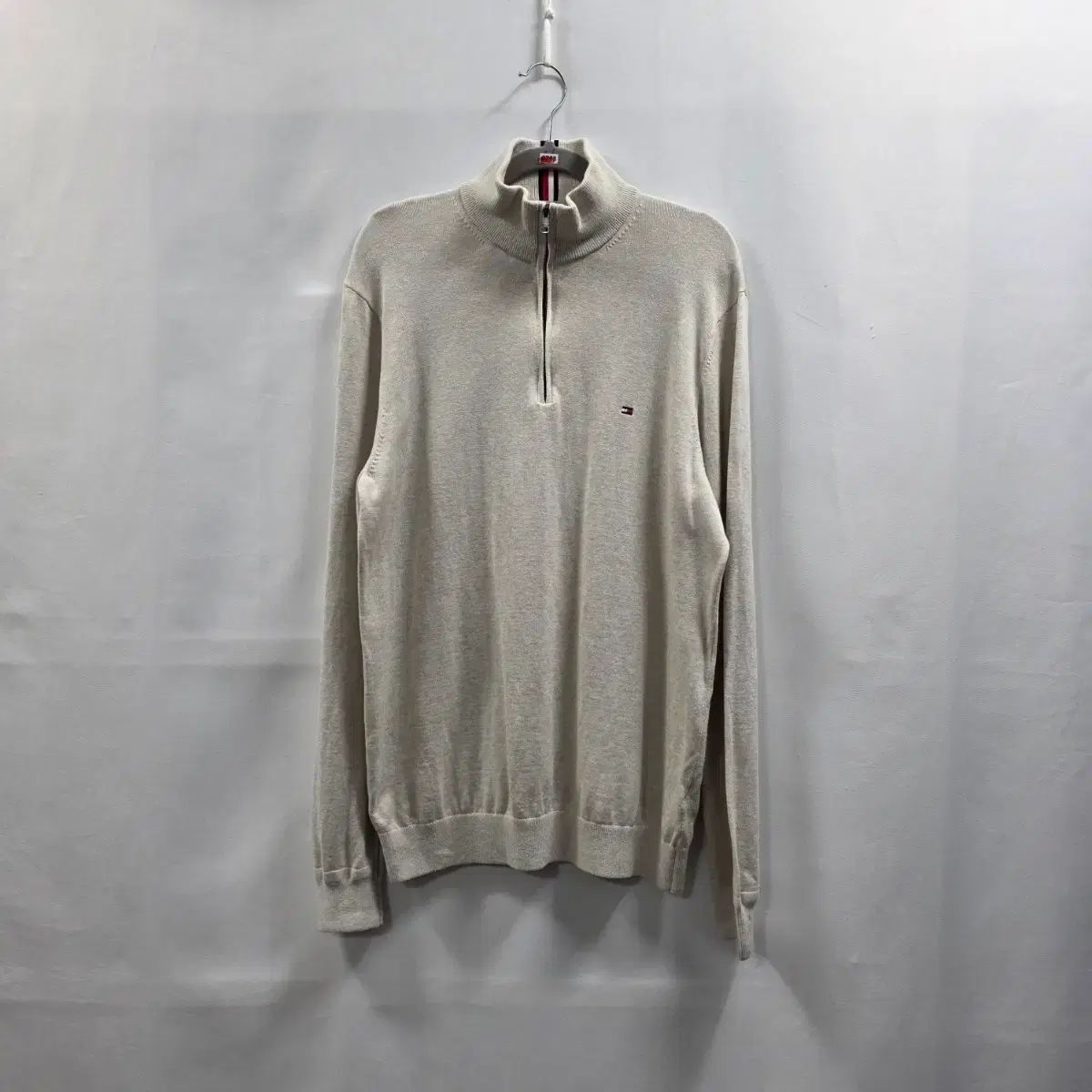 0163 トミーヒルフィガー メンズ コットン ハーフジップ 長袖ニット L