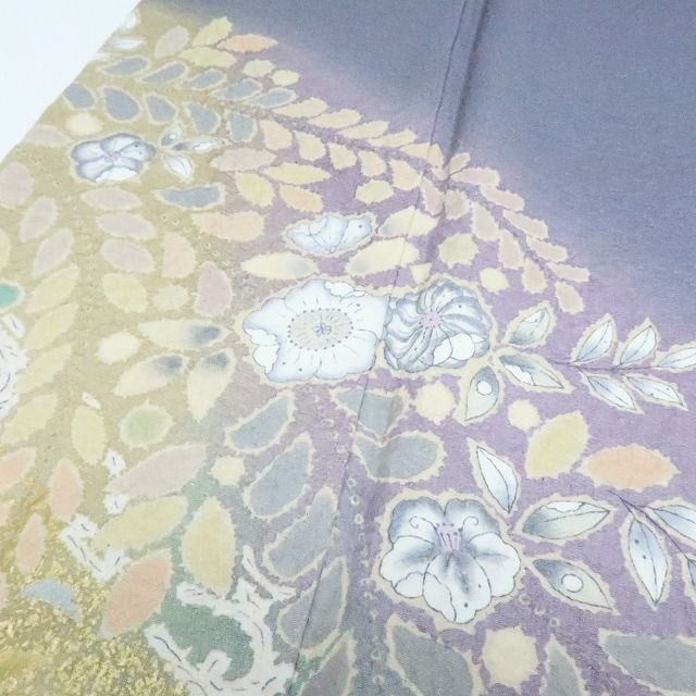  百華 Y 4221 作家物落款 銀通し 辻が花 絞り 手縫い仕立て 正絹 訪問着 着物 訪問着 付け下げ 着物