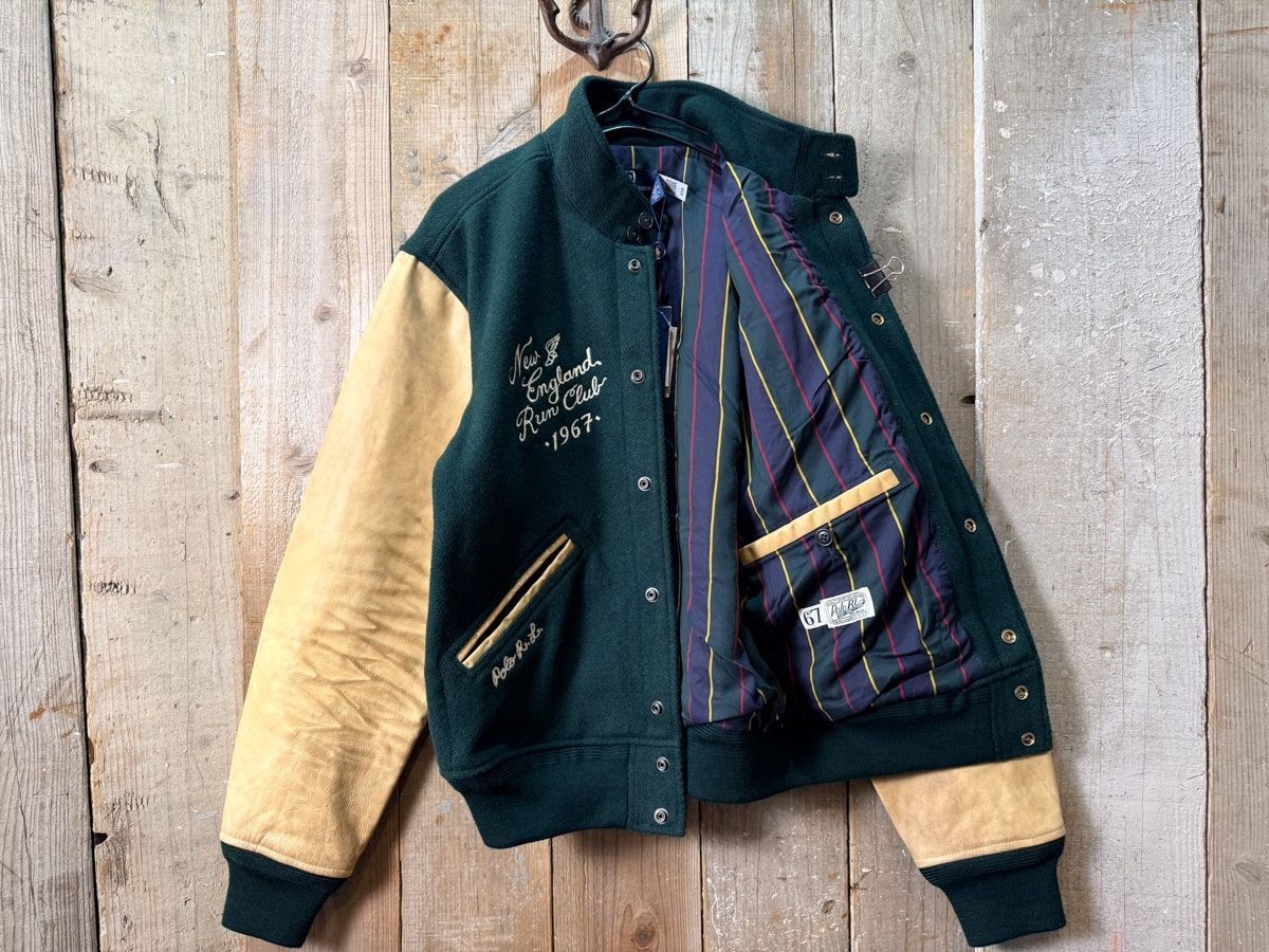 Polo RalphLauren ウールブレンド ツイル レターマン ジャケット POLO
