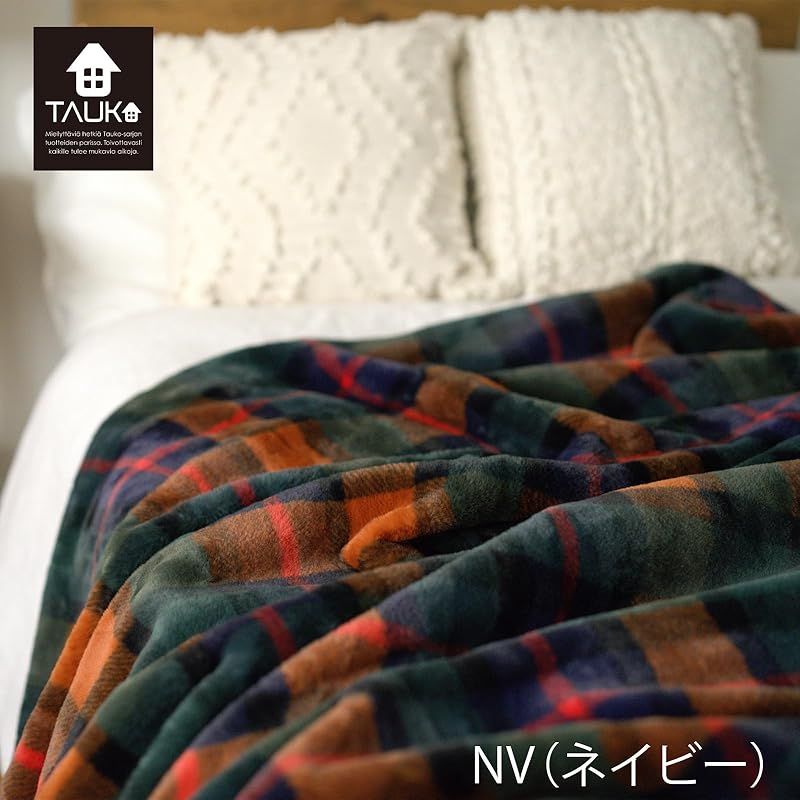 チェックファー ネイビー