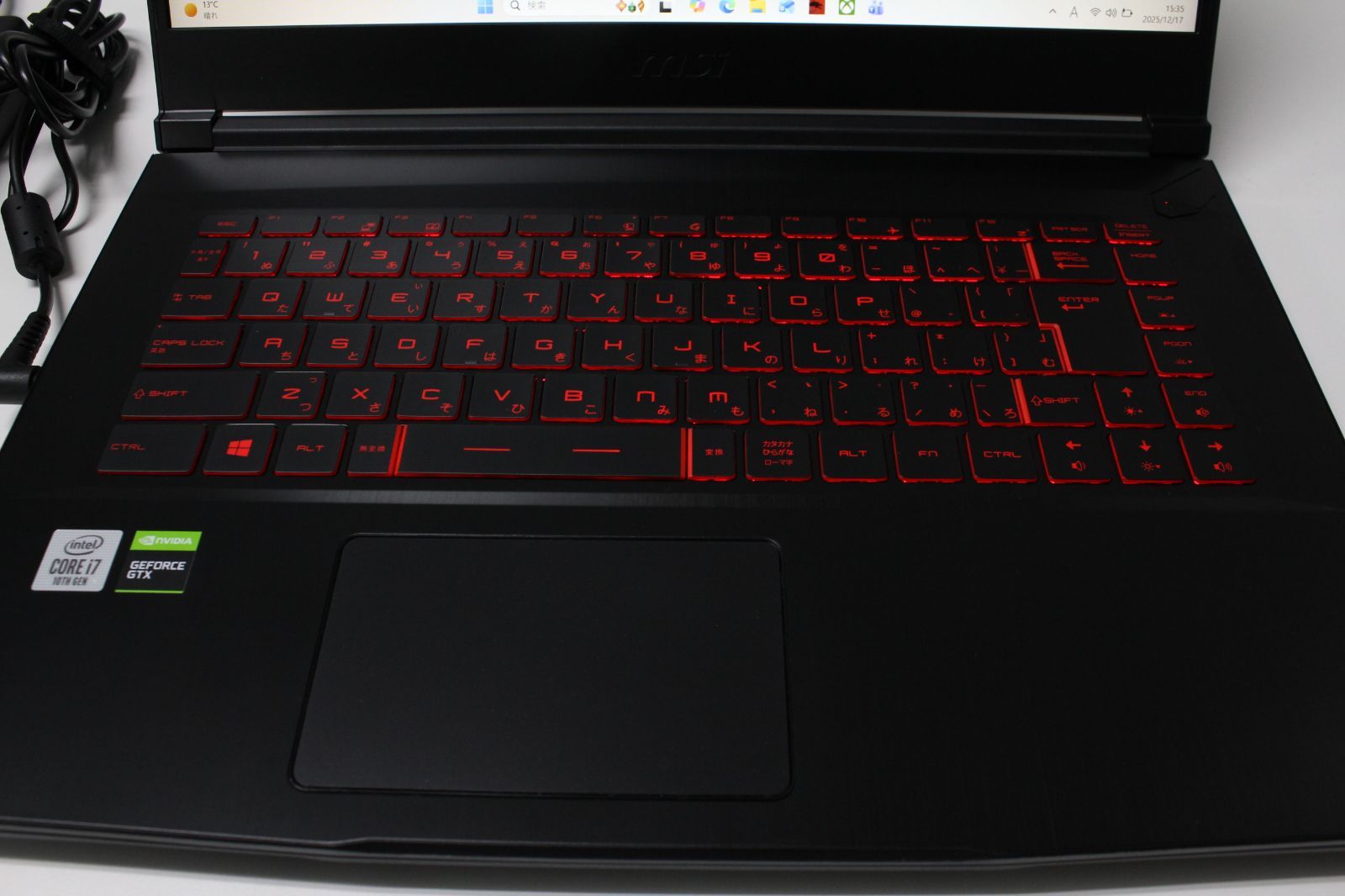 中古ノートPC】msi〈GF63 Thin〉Intel Coe i7/SSD256GB+HDD1TB/メモリ 