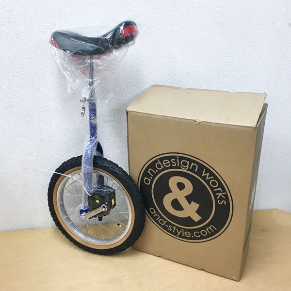 【未使用品】a.n.design works/エーエヌデザインワークス 一輪車 16インチ ブルー 男の子 女の子 乗車遊具 UNI21 ●87377