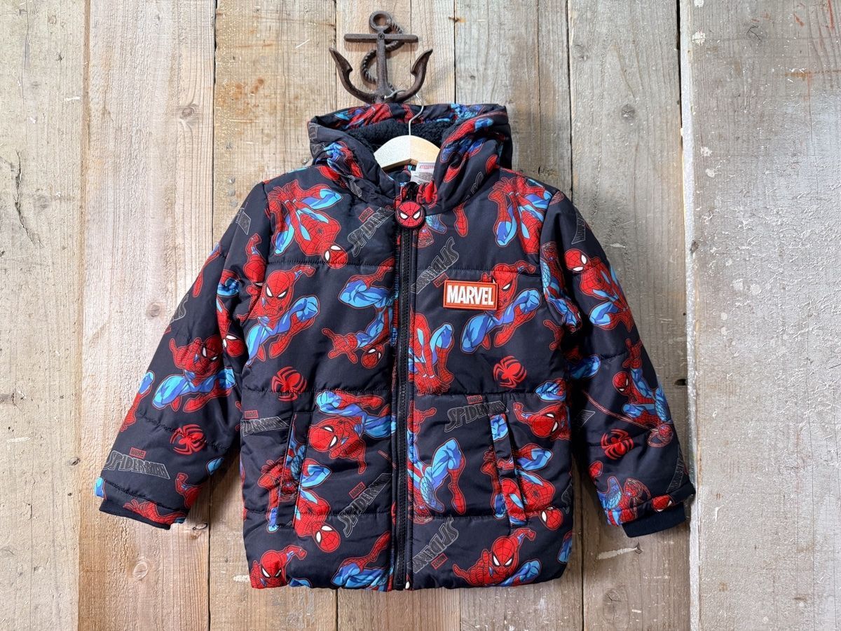 キッズ スパイダーマン 裏ボア パファージャケット