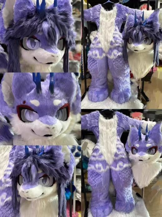 着ぐるみ ケモノ体 フルスーツ セット NO.76 ドラゴン パープル 全頭ヘッド ファースーツ ぬいぐるみ コスプレ コスチューム
