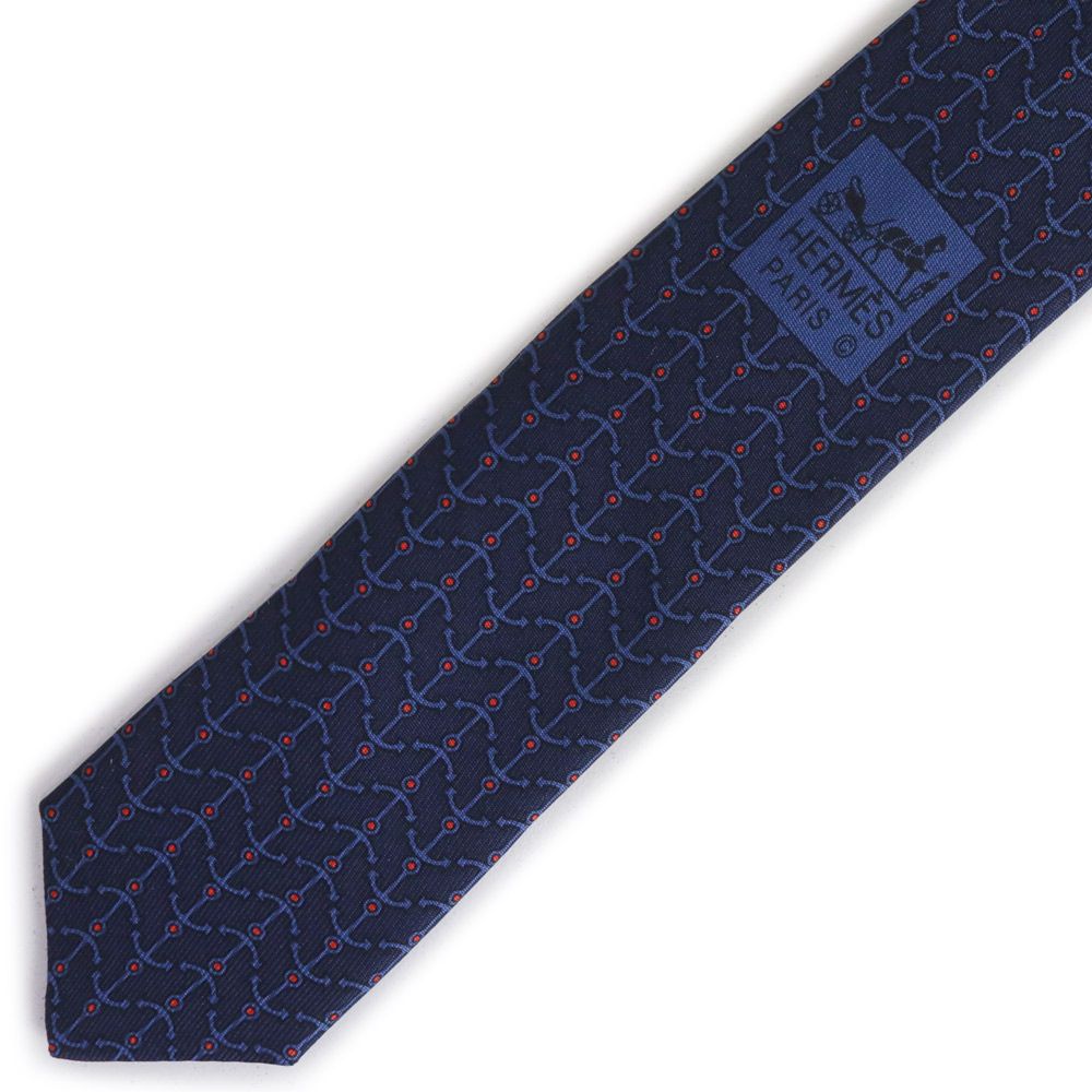 エルメス シルクツイルタイ アンカー 錨 8CM ネクタイ シルク100