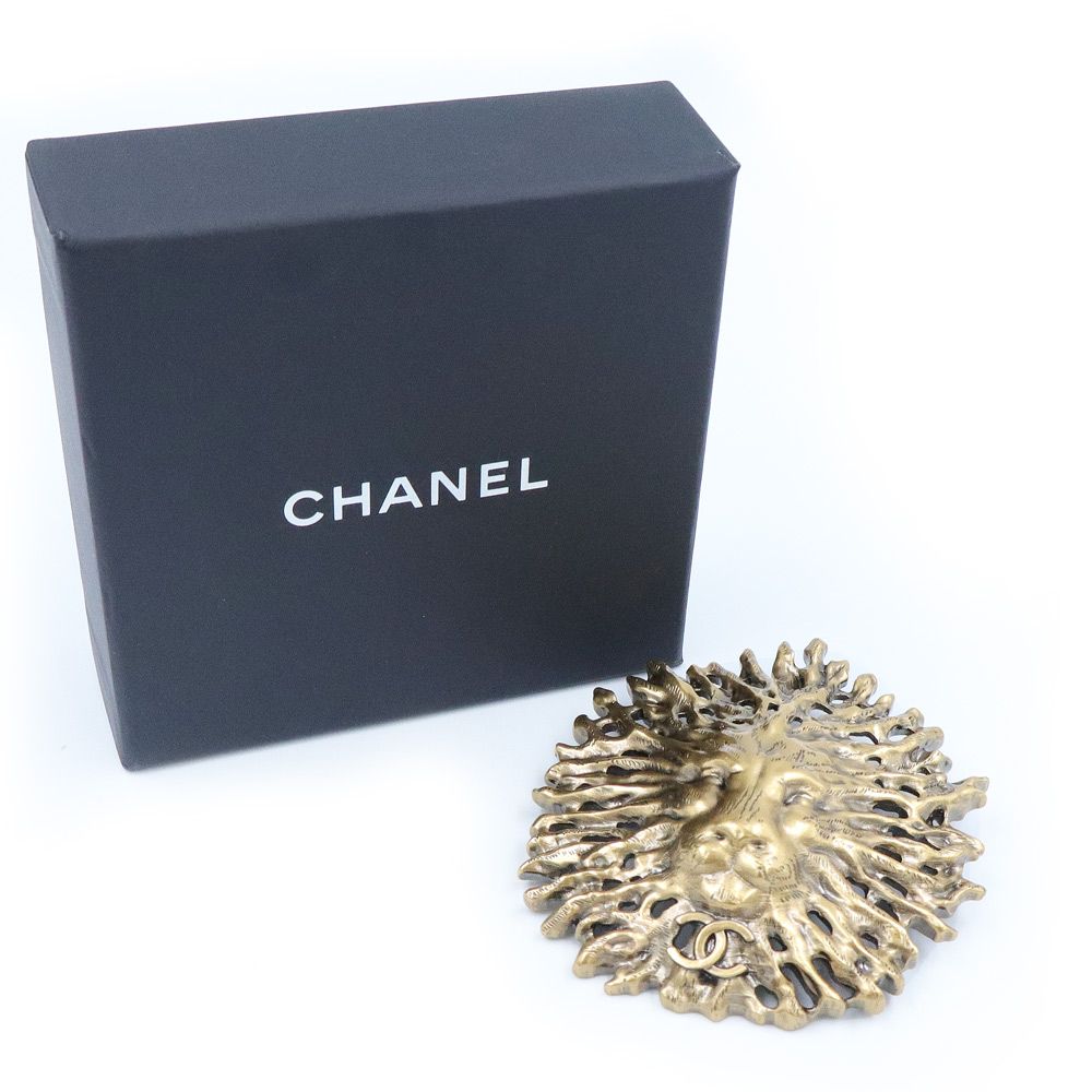 シャネル ココマーク ライオン ブローチ メタル ゴールド 箱付 CHANEL