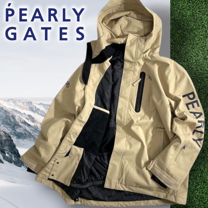 PEARLY GATES パーリーゲイツ ゴルフ 防水10000 mm 透湿5000 g 無地 ストレッチ フーディ 中綿入り ブルゾン ジャケット スノーボードウェア ウィンタースポーツ 053 3120151 定価6 4万 ベージュ 065 51215 w 01