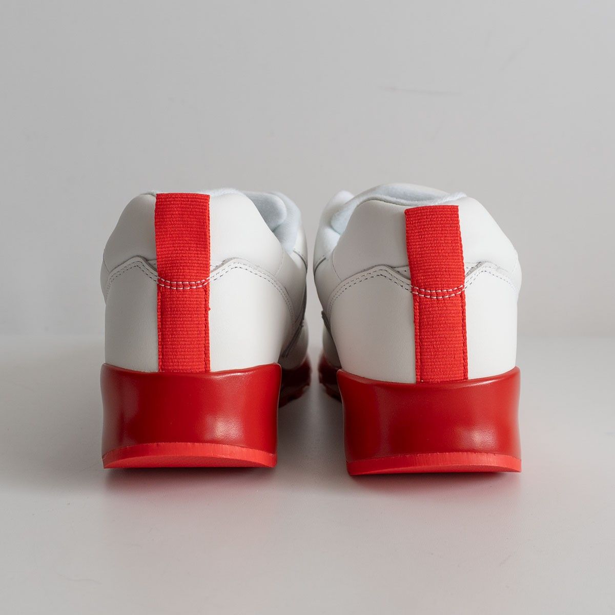 SANGACIO ホワイト/レッド スニーカー　26.5 via SANGACIO サンガッチョ にゅ レザー スニーカー 白赤 26.5 - メルカリ