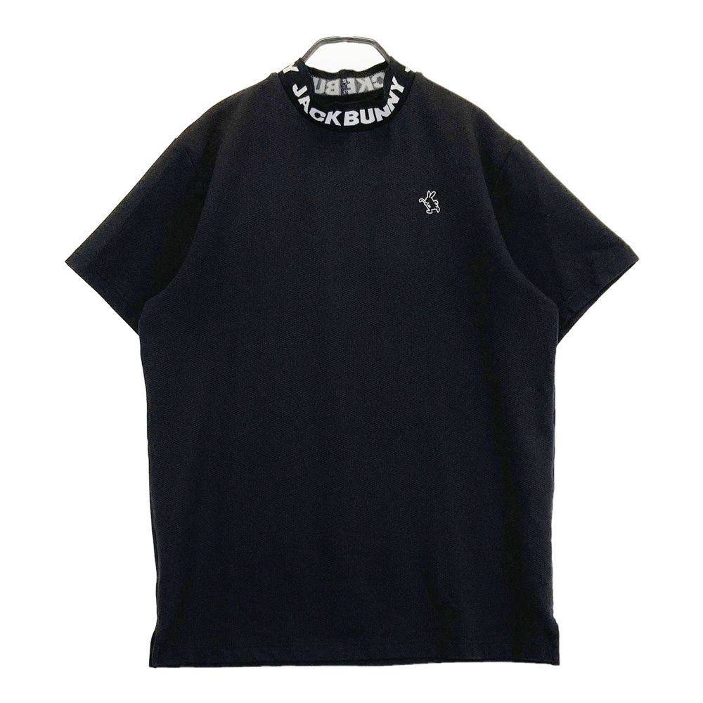 サイズ 5 JACK BUNNY ジャックバニー モデル ハイネック 半袖Tシャツ うさぎロゴ ブラック系 ゴルフウェア メンズ ストスト
