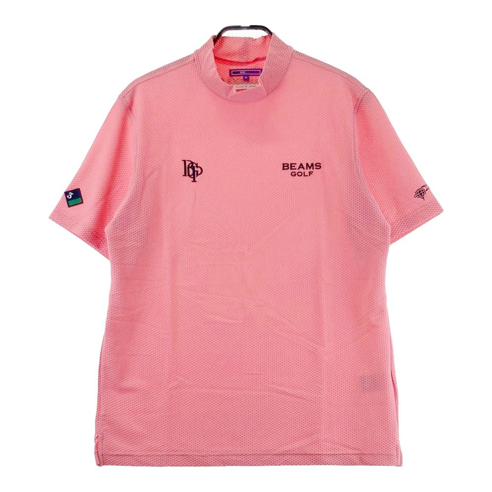 サイズ XL BEAMS GOLF ビームスゴルフ モデル パープルレーベル モックネック 半袖Tシャツ ピンク系 ゴルフウェア メンズ ストスト