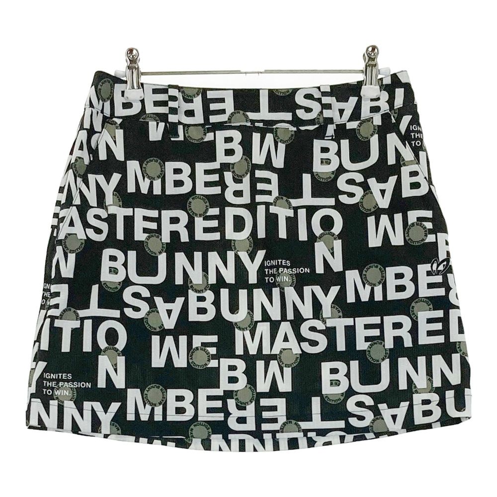 サイズ 0 MASTER BUNNY EDITION マスターバニーエディション シアサッカー スカート ロゴ総柄 ブラック系 ゴルフウェア レディース ストスト