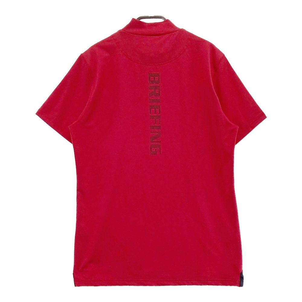 サイズ M GOLF ブリーフィング ハイネック 半袖Tシャツ レッド系 ゴルフウェア メンズ ストスト