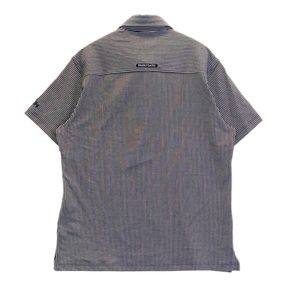 サイズ 7 PEARLY GATES パーリーゲイツ 半袖ポロシャツ シアサッカー ストライプ ネイビー系 ゴルフウェア メンズ ストスト