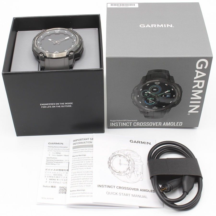 GARMIN Instinct Crossover AMOLED 010-03398-30 Charcoal Grey スマートウォッチ ガーミン インスティンクト クロスオーバー 本体