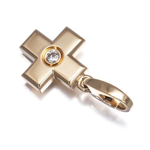 カルティエ ペンダントトップ ダイヤ ダイヤモンド クロス チャーム K 18 YG 182007