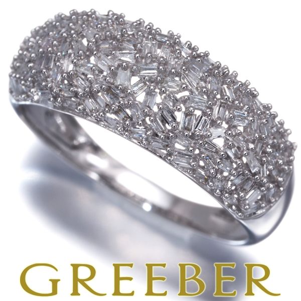 ◎D0.5ct 人気のテーパーカットK18WG 天然ダイヤモンドデザイン リング D0.5ct 人気のテーパーカットK18WG 天然ダイヤモンドデザイン リング