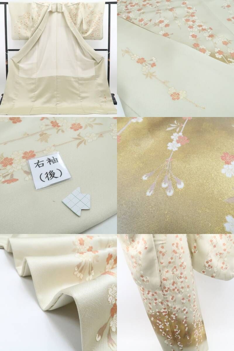 ❁tomihisa❁ ２点セット 桜 着物 正絹 染め美しく桜を湛え今か今かと春を詠む 仕付け糸付 訪問着 長襦袢 7424