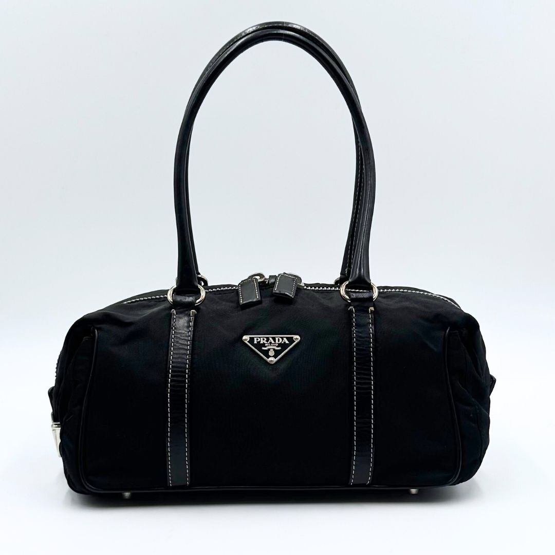 美品】Prada 三角ロゴ ミニボストン ボーリング ハンドバッグ - メルカリ