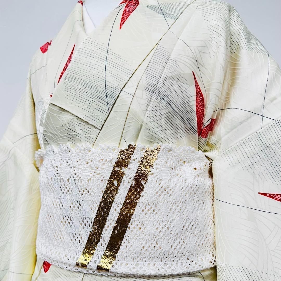  着物と帯 時流 s レース兵児帯 ふりふ 白色 ゴールド 浴衣にも その他 帯